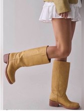 NEW FRYE Campus 14L Boots in Banana Sz: 8.5 Genuine Leather Tall Boots 498
