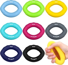 8 pcs Hand Strengthener Grip Ring - Forearm Exercisers - Silicone... 
