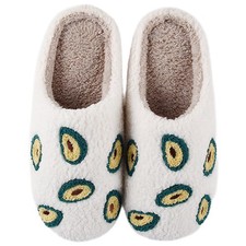 QQGB Womens Mens Cute Fuzzy Avocado Slippers Memory Foam Fluffy Couple Slippe...