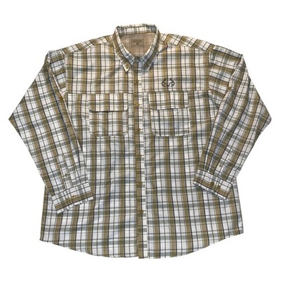 Realtree Fishing Pro Series Plaid Vented Shirt XXL Long Sleeve Outdoor Button Up