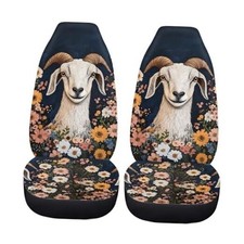 2 Pack Car Seat Cover Full Set Stretchy Driver Seat Covers Womens Floral Goat