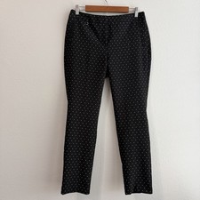 Adrianna Papell Women  s Size 8 Black White Polka Dot Slim Tapered Pants Trousers