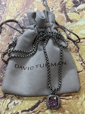 David Yurmans 925 Sterling Silver 20" necklace 14mm tourmaline pendent