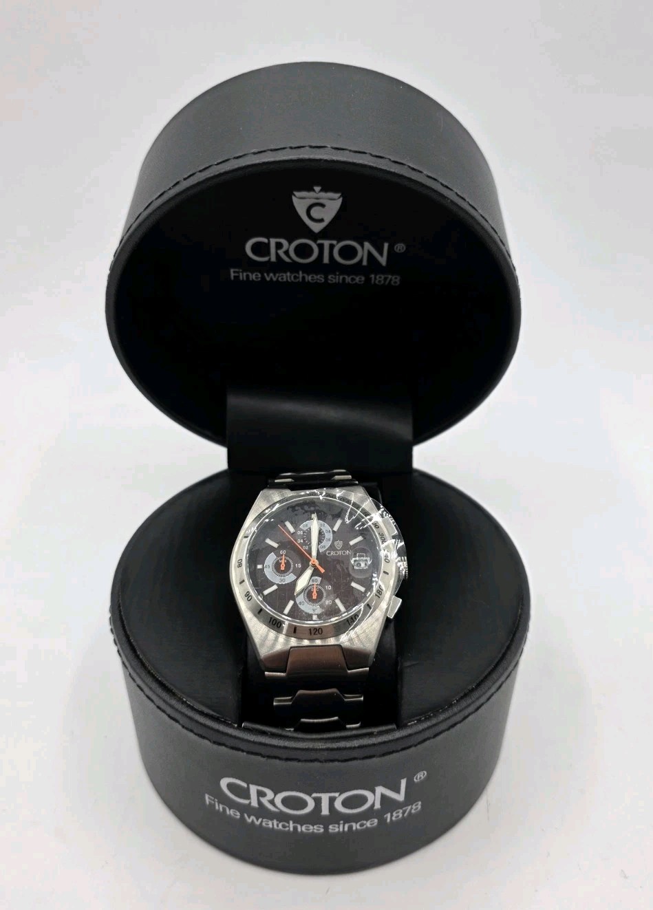 Croton Mens Chronomaster Stainless Steel Wrist Watch CC 311282 8" New 40mm