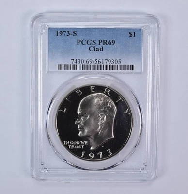 PCGS Certified PR 69 Graded 1973 Eisenhower Dollars (1971-1978