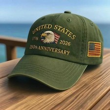 Patriotic USA 250th Anniversary 1776  2026 Eagle Adjustable Cap