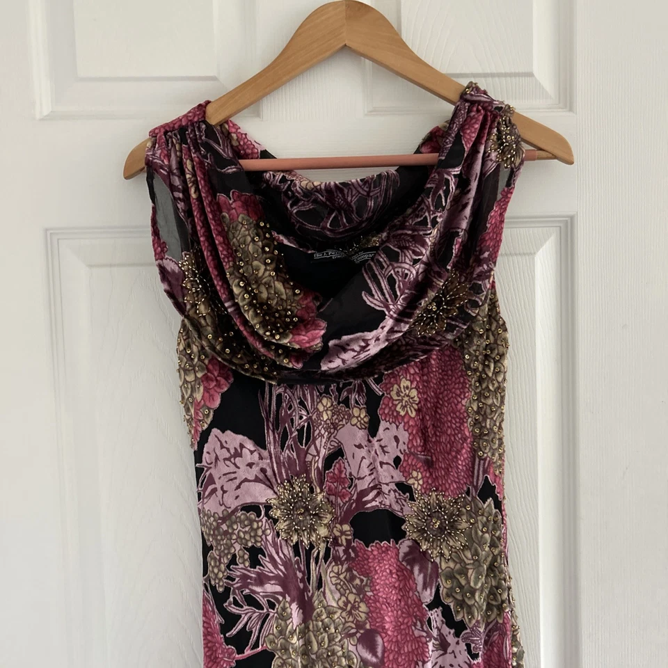 J Peterman бархата 1930 стиль вечернее платье платье маленький Индии ар-деко капот шеи - Изображение 3 из 4