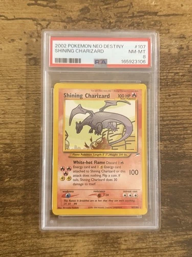 Pokémon Shining Charizard Neo Destiny Holo Card Unlimited Rare 107/105 PSA 8