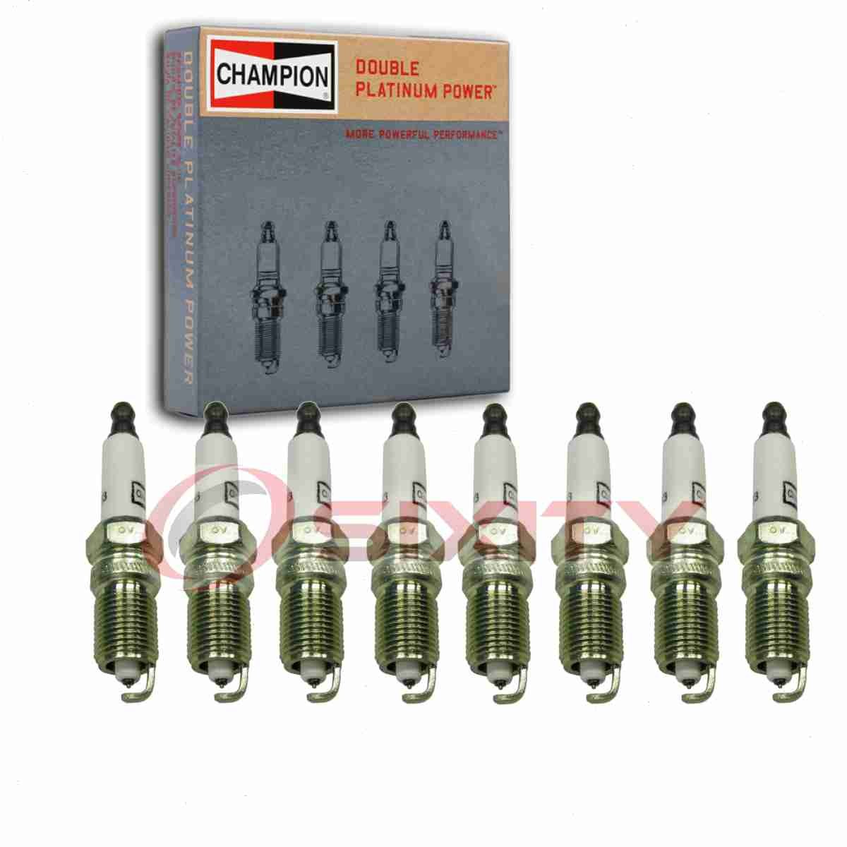 8 pc Champion Double Platinum Spark Plugs for 1996-2000 GMC K2500 7.4L V8 iv