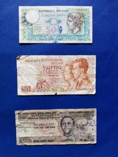 * lotto 3 banconote - ITALIA - BELGIO - ETHIOPIA - circolate danneggiate