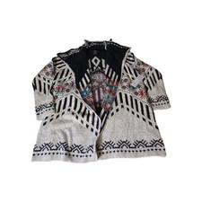 NWT Ali Miles Cardigan Sweater Sz M Aztec Southwestern Duster Knit Cotton Blend