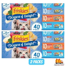 Purina Friskies Ocean Of Delight Gravy Wet Cat Food Variety Pack, 5.5 ozx80 cans