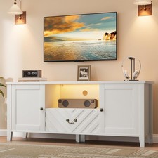 Gaming Entertainment Center W/ LED Lights, 65" TV Stand & Storage, Retro Design