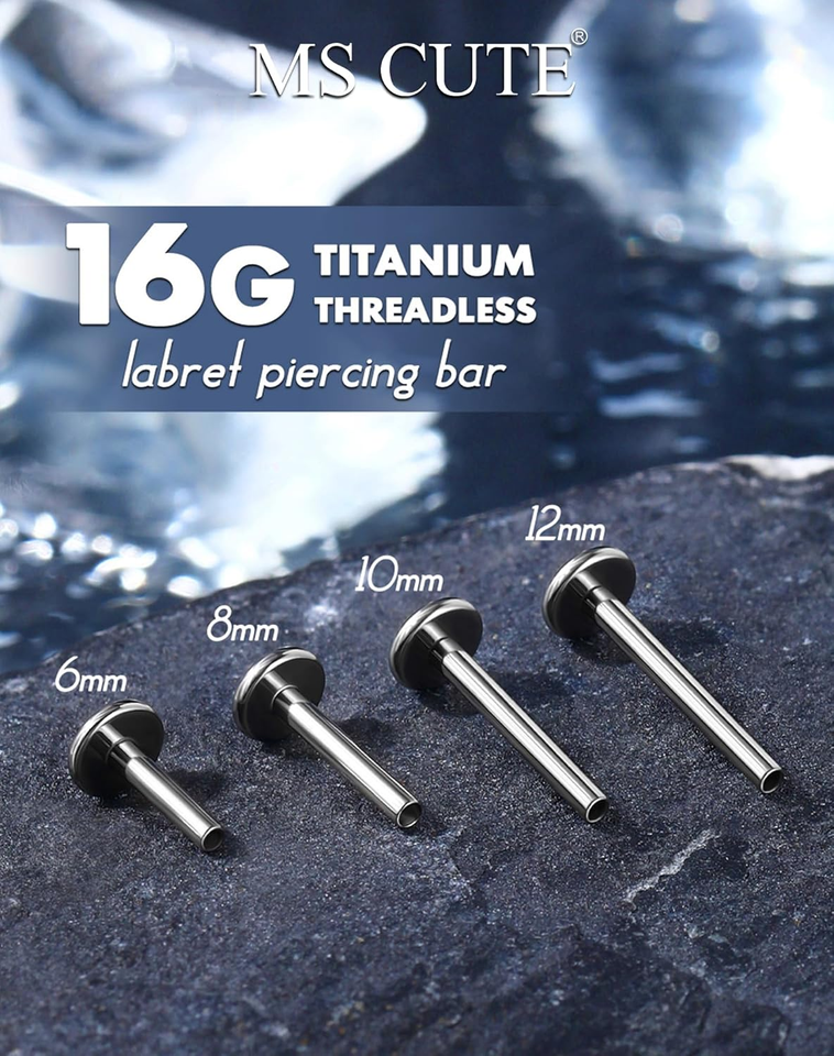 G23 Titanium Threadless & Internally Threaded Flat Back Stud Earrings ...