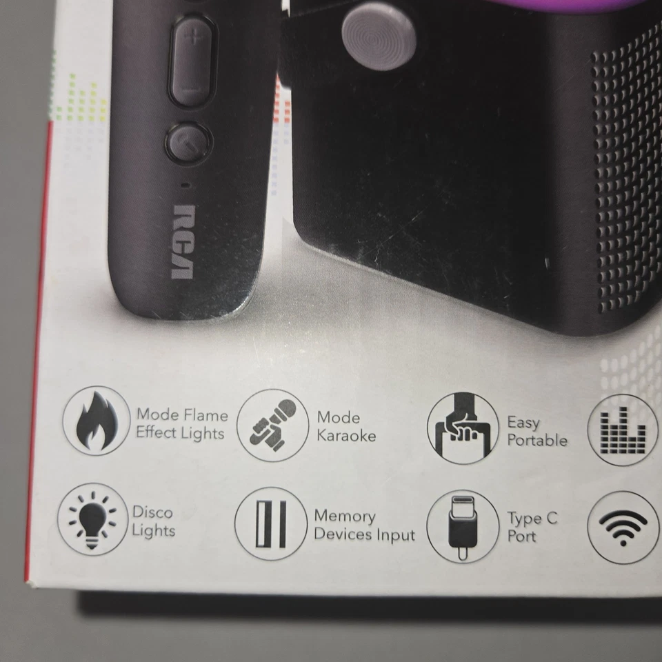 RCA Cube Beat Flame True Wireless LED Party Speaker Karaoke Bluetooth Microphone - Image 2 of 4
