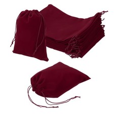 12 Pcs Velvet Drawstring Bag 6.7 x 9" Jewelry Pouches Gift Bags, Burgundy