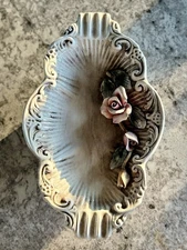 Vintage Capodimonte Rose Porcelain Ashtray