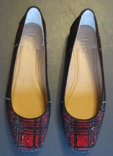 INC International Concepts Juney4 Ruby Slippers Red Rhinestone Flats - SZ 6.5 M