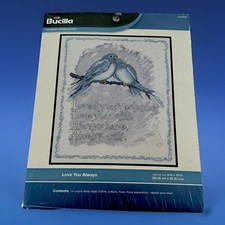 Vtg Bucilla "Love You Always" Blue Birds counted cross stitch kit New SEALED