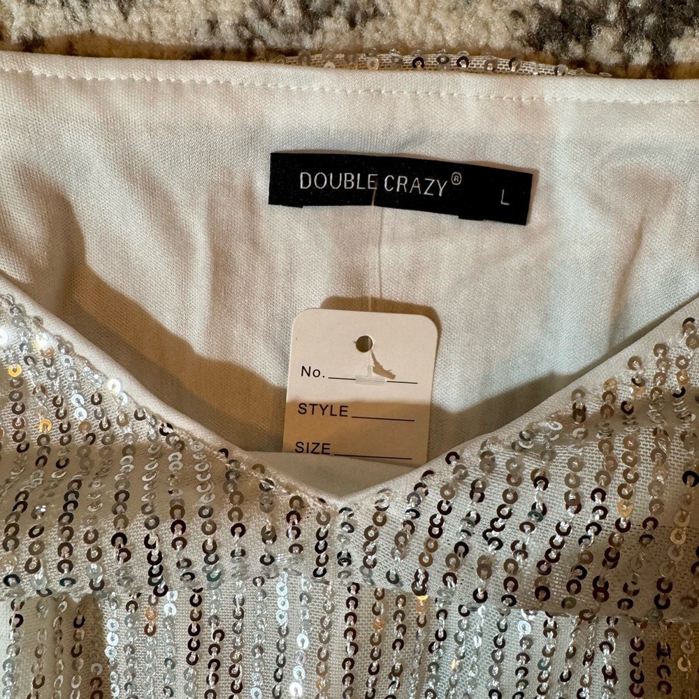 Double Crazy Silver Sequin Romper - image 3