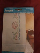 JANLYNN SEASHELLS Pillowcase Pair Stamped for Cross Stitch 20" X 30" Standard