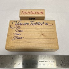 Stamp City Wood Rubber Stamps Set Invitation You are Invited Special Occasions