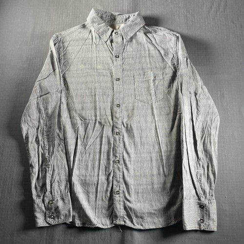 Rag & Bone Shirt Mens Medium Gray White Grainstripe Tailored Workwear USA Cotton - Picture 3 of 8