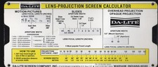 Kalkulator ekranu projekcyjnego obiektywu DA-LITE, 1989
