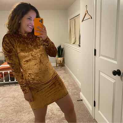 Caroline Constas Golden Tan Velour Velvet Sexy Long Sleeve Mini Dress Small | eBay Caroline Constas Golden Tan Velour Velvet Sexy Long Sleeve Mini Dress Small | eBay