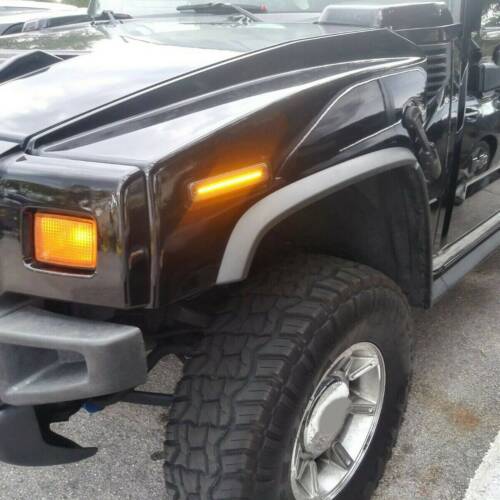 Smoked Sequential LED Side Marker Light Front Rear Lamps For 2003-2009 HUMMER H2 - Picture 3 of 11