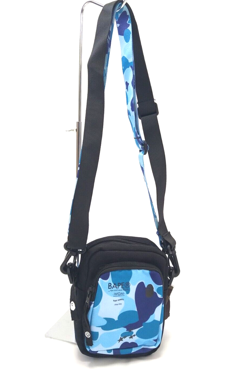BAPE A Bathing Ape ABC Mini Shoulder Bag Camo Blue 2 Straps W:5.5