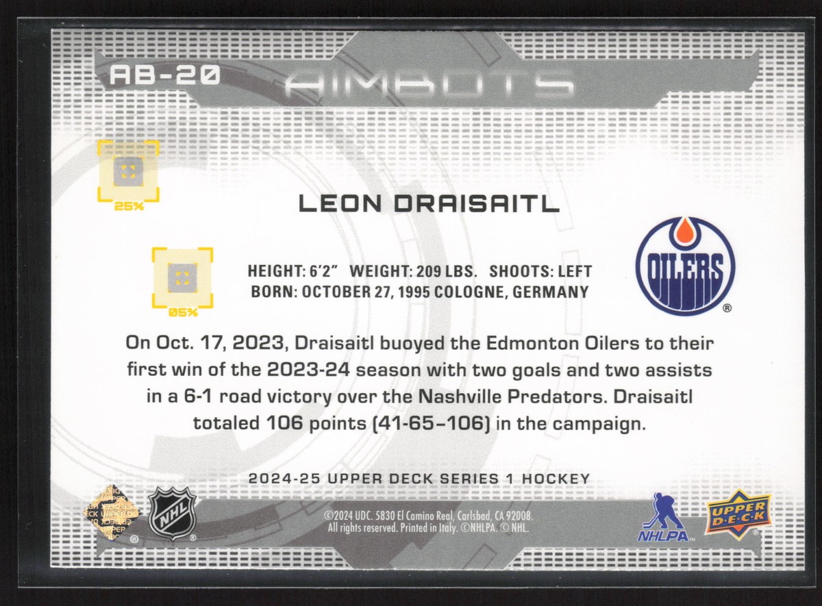 Leon Draisaitl 2024-25 UD Series 1 Aimbots #AB-20 Edmonton