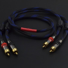 Pair 4N OFC Copper RCA Cable Gold Plated Male Plug HiFi Audio Stereo Signal Cord