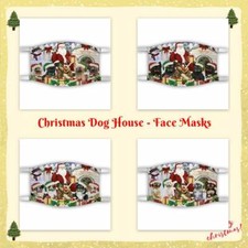 Christmas Dog House Pet Photo Face Masks, Personalized Custom Face Masks