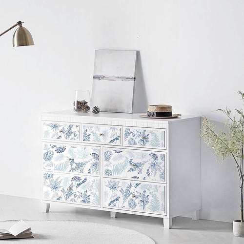 Peel and Stick Wallpaper Floral Maple Leaf Contact Paper Blue and White Wall ... - Picture 3 of 3