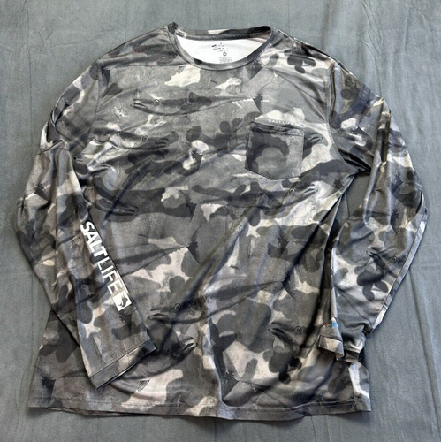 T-shirt Homme Salt Life Gris - Pêche - Coton - Taille M - Manches Courtes - Occasion