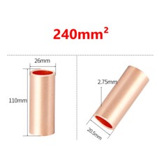 Image of 2.5-240mm² Pure Copper Tube Butt Splice Terminal Crimping Electrical Connector