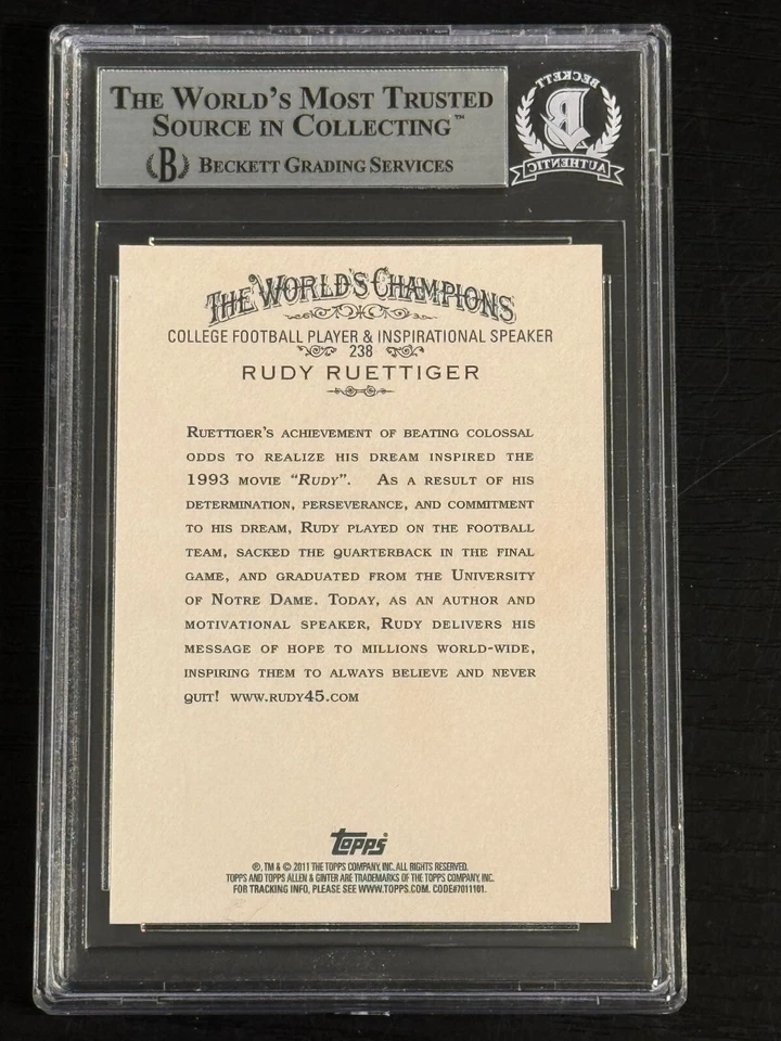 2011 Topps A&G Rudy Ruettiger Autograph ("Rudy! Rudy!" inscription) BGS Auth - Image 2 of 2