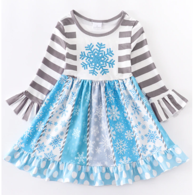 NEW Boutique Snowflake Girls Christmas Panel Twirl Dress | eBay