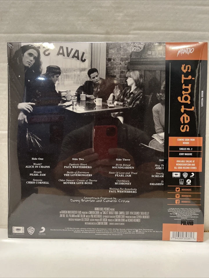 Singles Vol. 1 Soundtrack - New 2 LP 180 Gram Translucent Orange Vinyl  - Image 2 of 4
