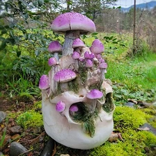 Mushroom skull, violet webcap, goblincore, oddities decor