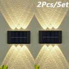2Pcs 6Led Solar Fence Lights Dusk to Dawn Wall Light Garden Pathway Deck Lamp
