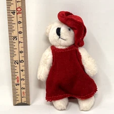 Boyd’s Bear Miniature Burgundy Velvet Dress with Hat Vintage 1999 Plush 3”