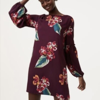 long sleeve purple shift dress Leshner Long Sleeve Mini Dress Purple