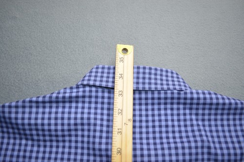 David Donahue Dress Shirt Mens Size XL Long Sleeve Blue Gingham Check - Picture 7 of 8