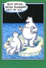Running Out of Ice Funny  Humorous Bear Nobleworks Christmas Card