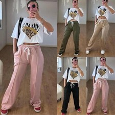 Womens High Waist Palazzo Trouser Ladies Contrast Frill Pleated Wide Leg Bottoms