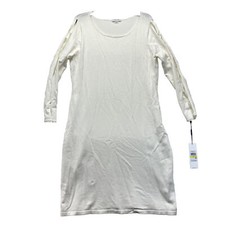 NWT Calvin Klein White Sweater Dress Zigzag Cutout Long Sleeves Size M (1A)