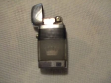 1960's Scripto Vu Lighter Black Banded Silver Crown