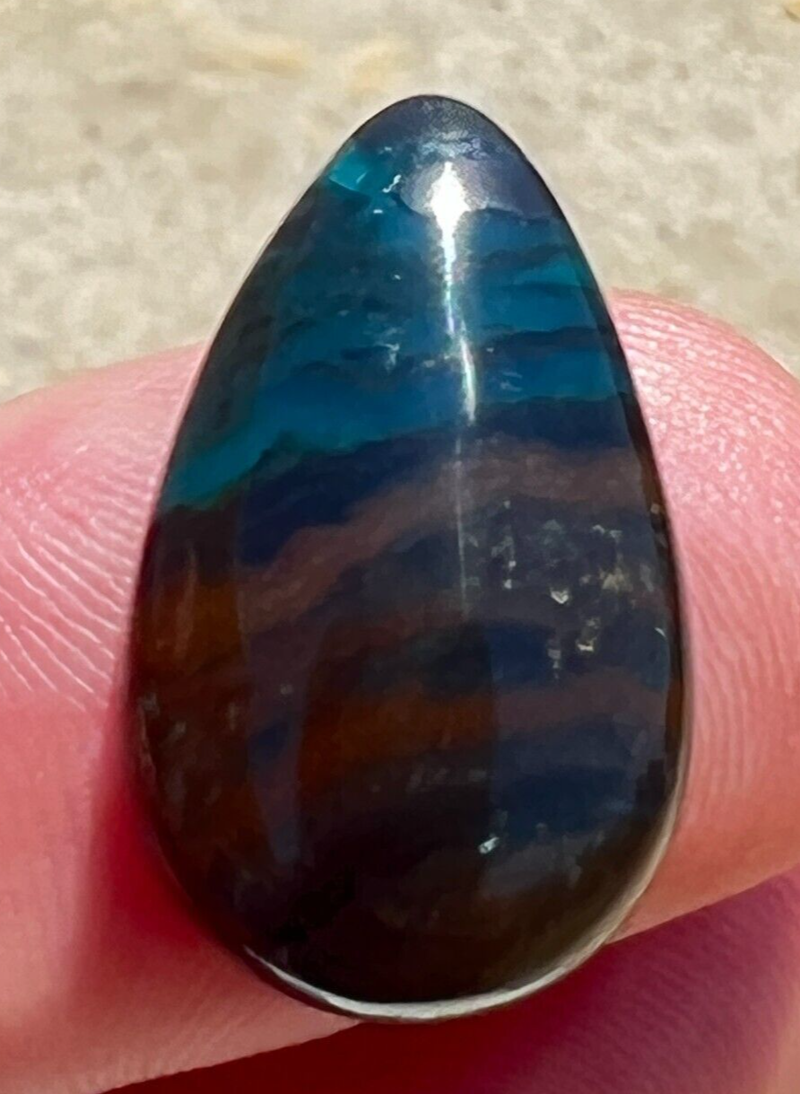 Indonesian Blue Opalized wood Pear Shaped Cabochon